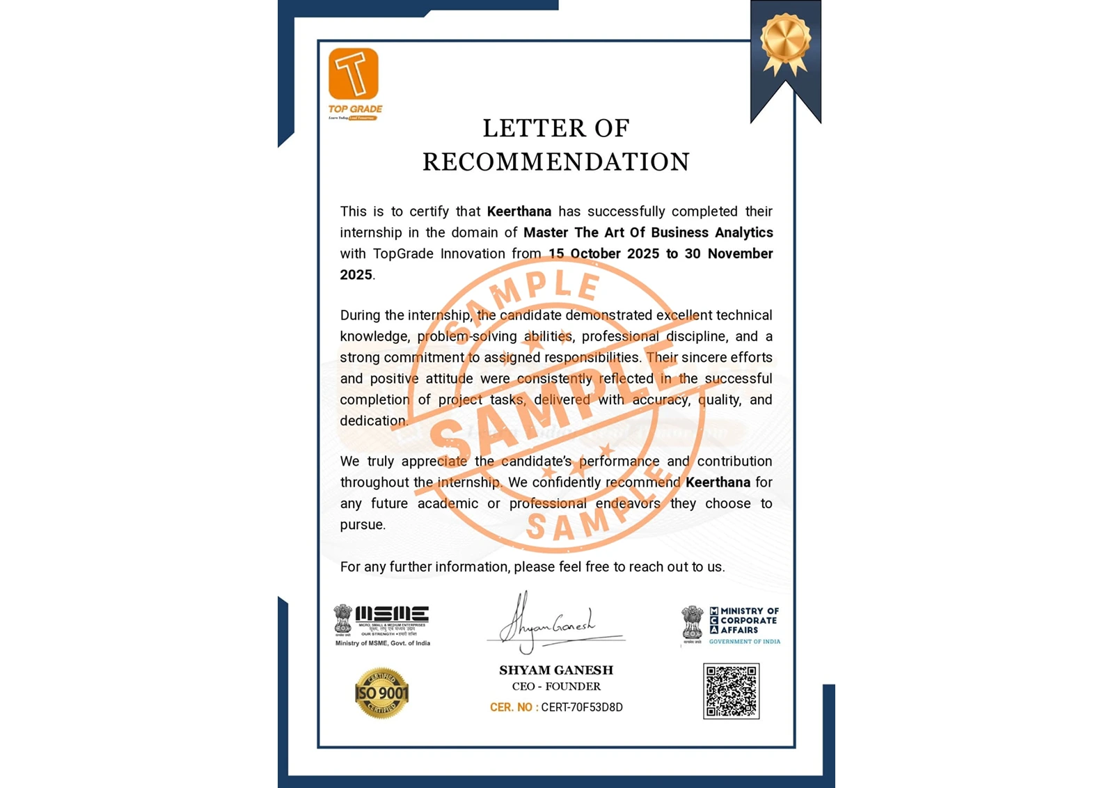 Certificate Recommendation